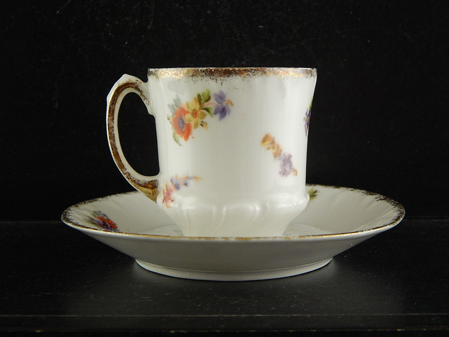 ANTICO SET TAZZA E PIATTO PORCELLANA LIMOGES ART NOUVEAU LIBERTY DIPINTA MANO