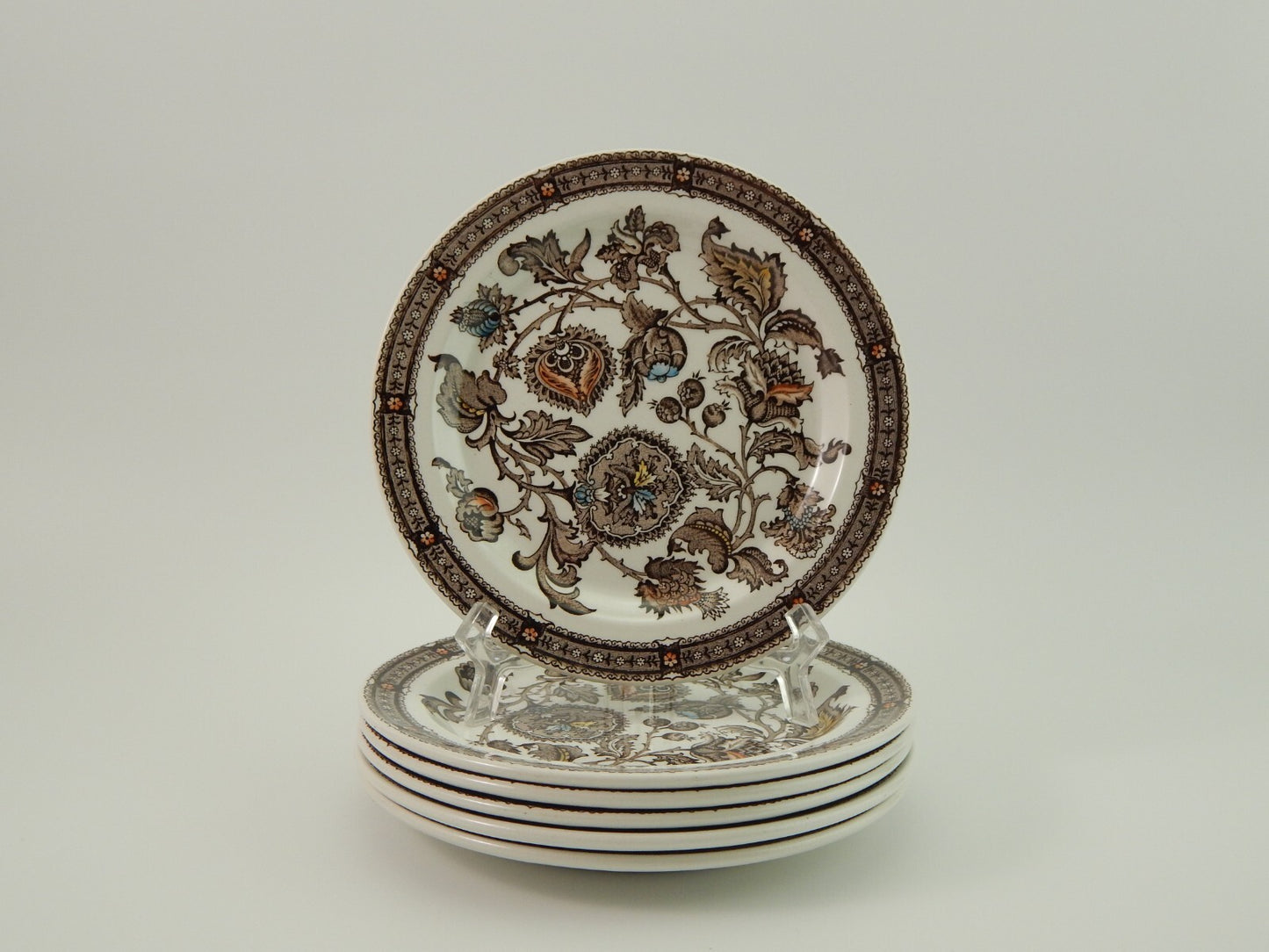 VINTAGE SET 6 PIATTI DOLCE SEMI PORCELLANA RIDGWAY 1792 STAFFORDSHIRE JACOBEAN