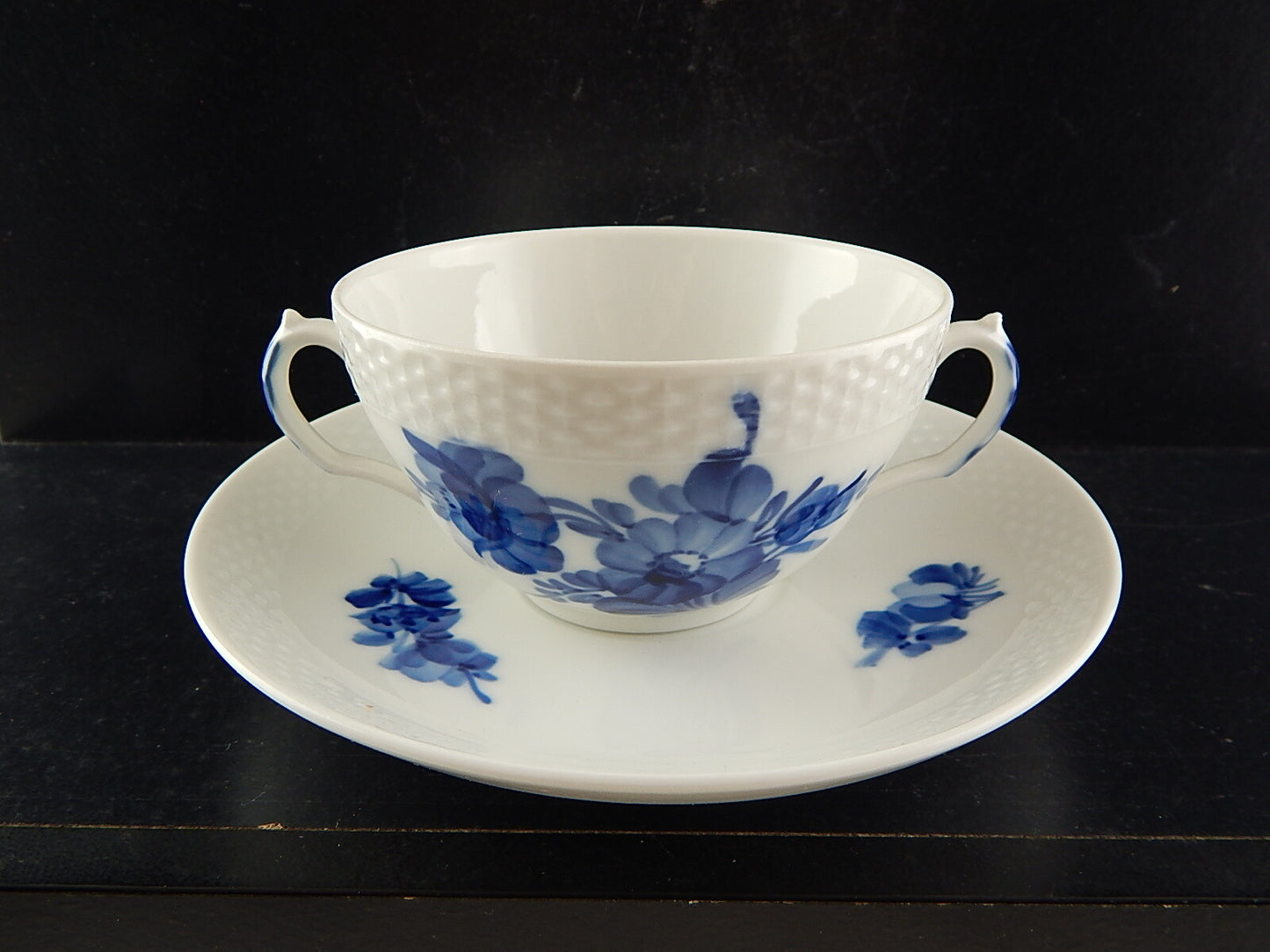 ROYAL COPENHAGEN PORCELLANA BLUE FLOWER TAZZA BRODO BOUILLON CUP DIPINTA MANO #3