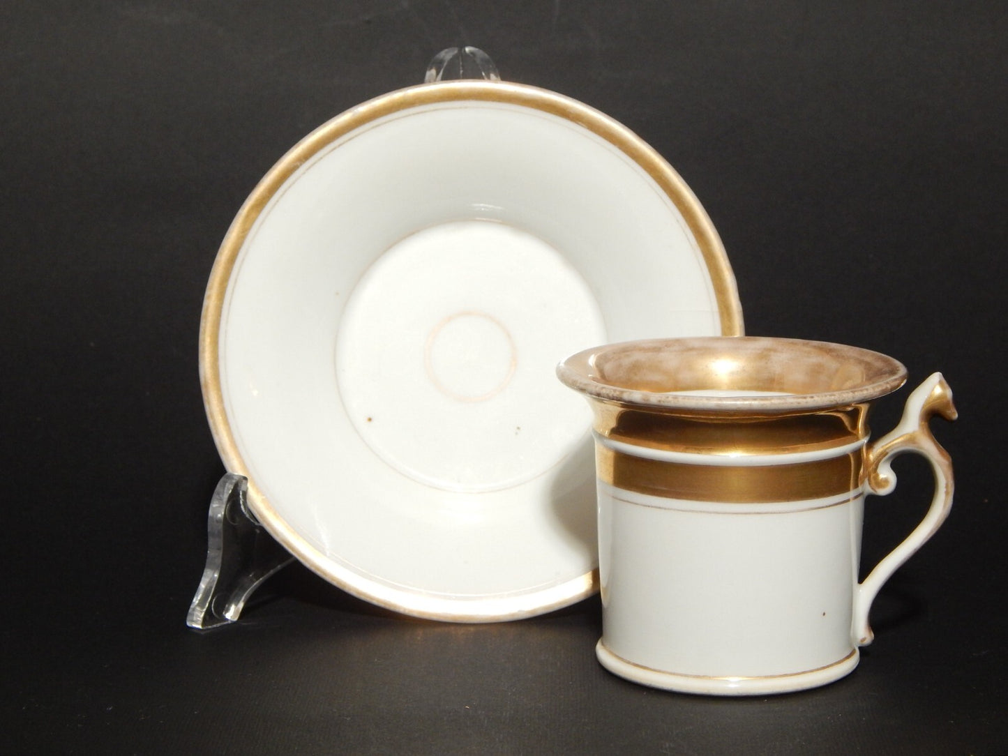 ANTICA PREZIOSA TAZZA PORCELLANA BIANCA E ORO IMPERO GINORI DOCCIA META' 800 #