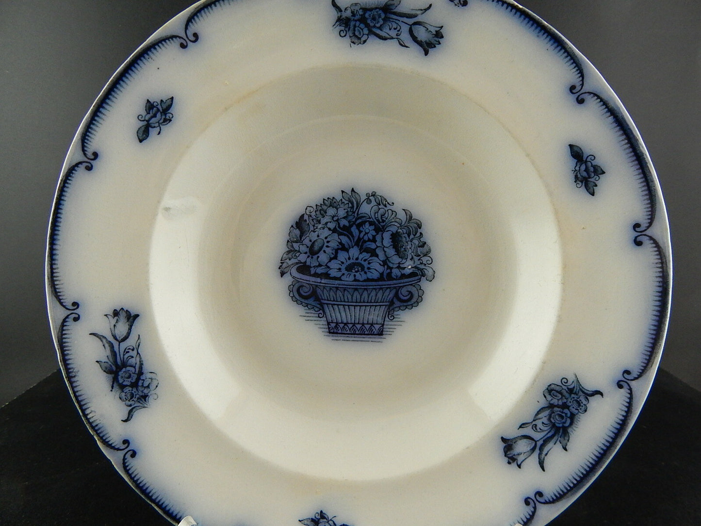 ANTICO AUTENTICO PIATTO FONDO PORCELLANA SECONDA META' 1800 GUSTAVSBERG #6334