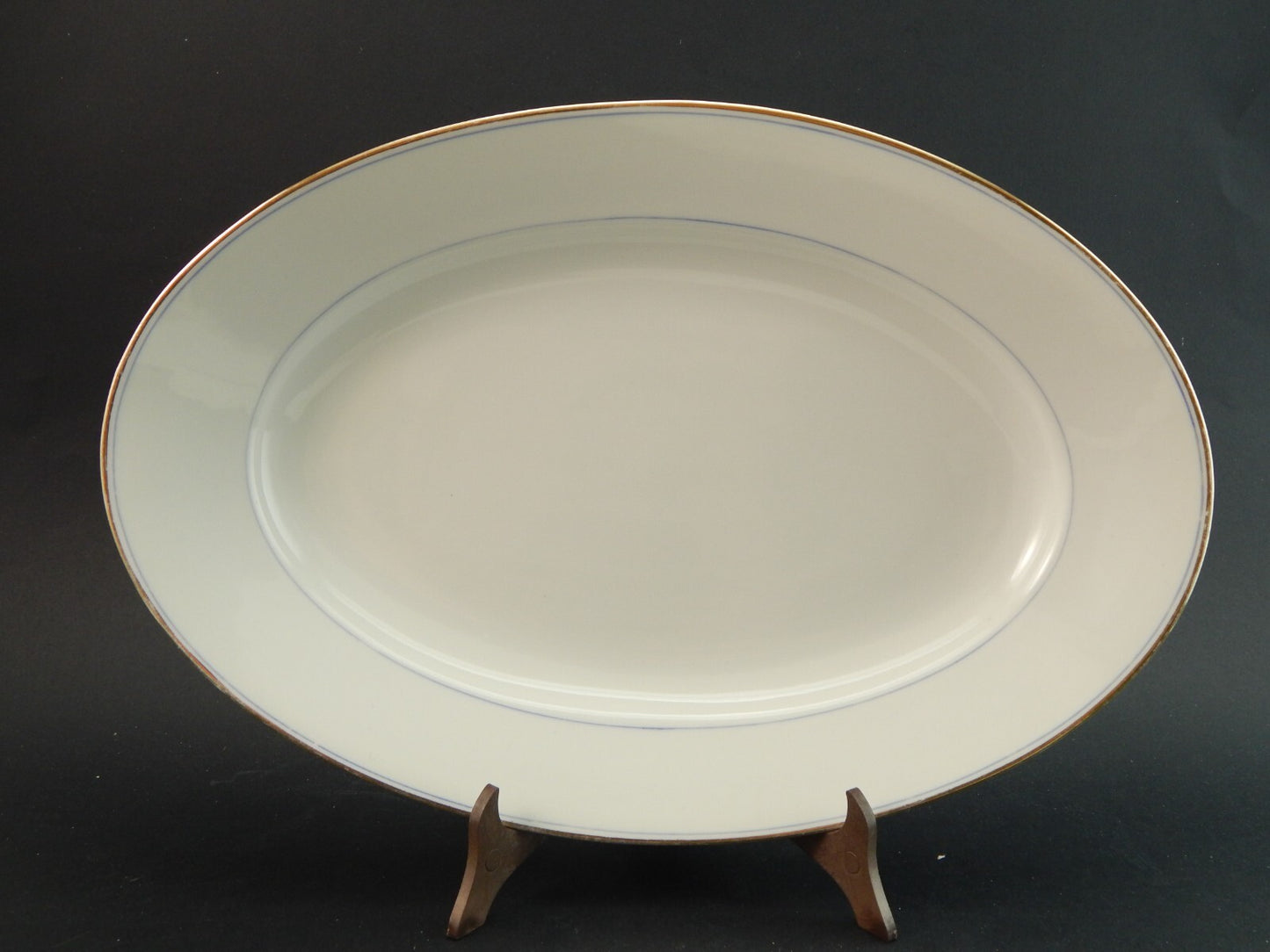 ANTICO DEL 1929 VASSOIO OVALE PORCELLANA RICHARD GINORI PROFILO BLU E ORO