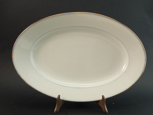 ANTICO DEL 1929 VASSOIO OVALE PORCELLANA RICHARD GINORI PROFILO BLU E ORO