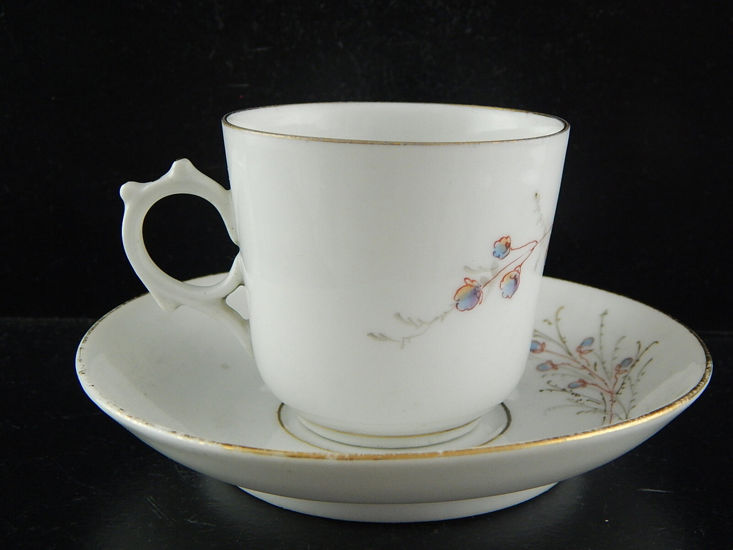 ANTICO SERVIZIO 6 TAZZINE PORCELLANA METÀ 800 DIPINTE A MANO COLLEZIONE AUTUNNO