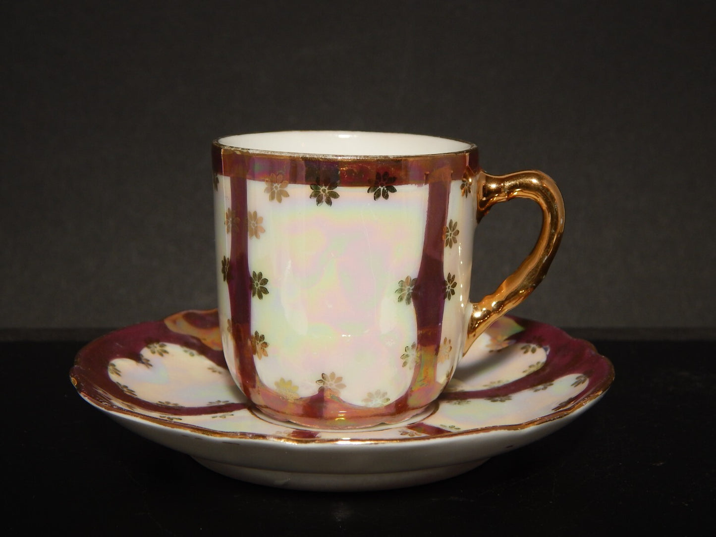 ANTICO LIBERTY SERVIZIO 6 TAZZINE PORCELLANA GINORI 1896-1910 DECORO A LUSTRO