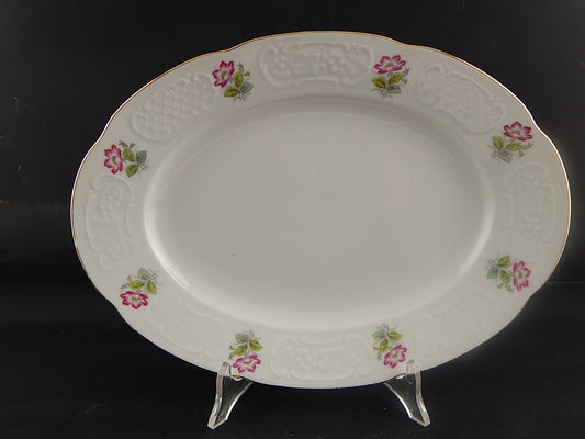 VINTAGE RICHARD GINORI VASSOIO PIATTO OVALE PORCELLANA ROSA CANINA DIFETTO