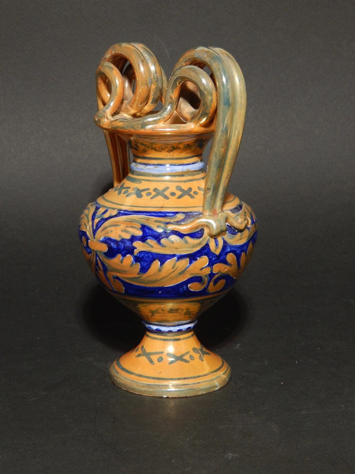 VINTAGE VASO MAIOLICA LA VINCENZINA CERAMICA A LUSTRO FATTO A MANO GUALDO TADINO