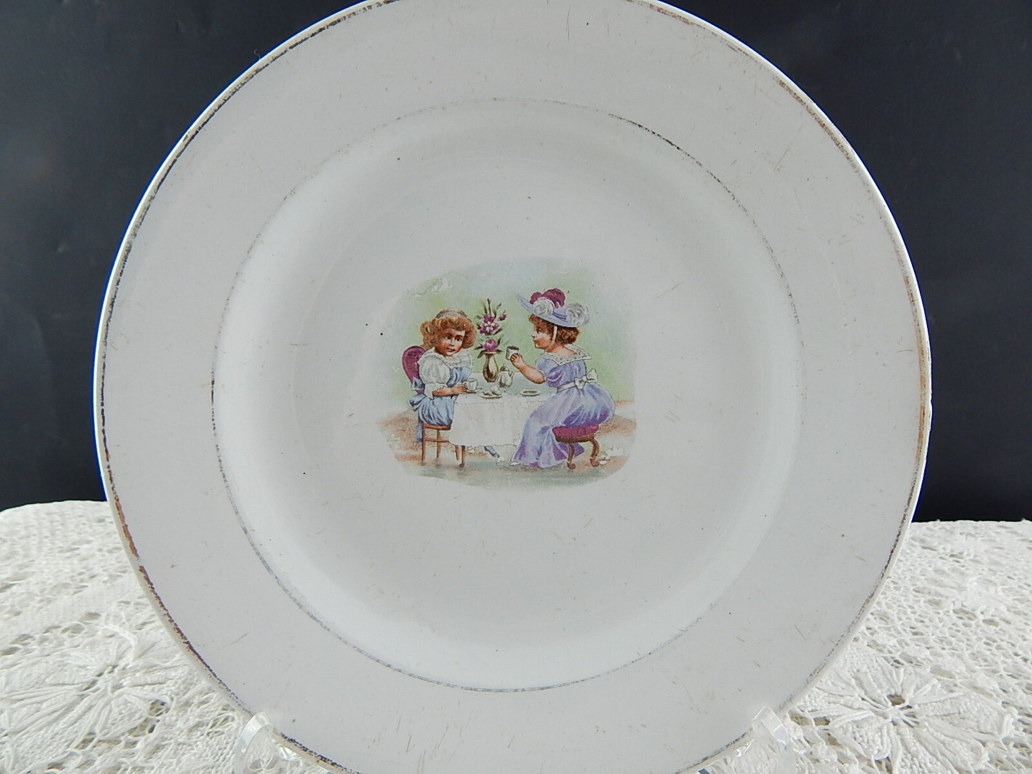 ANTICO PIATTO CERAMICA ITALIANA FONTEBASSO TREVISO COLLEZIONE DECALCOMANIA