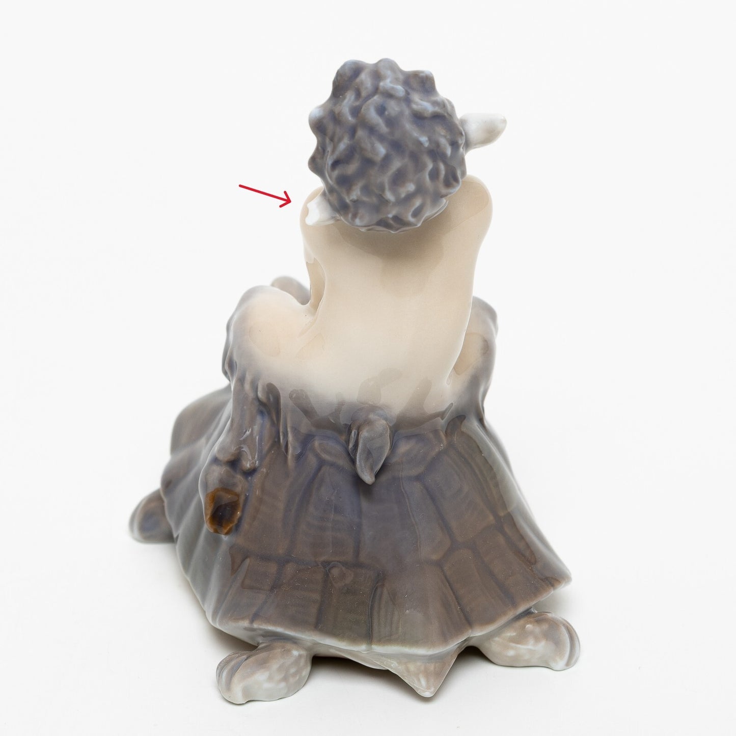 STATUINA PORCELLANA ROYAL COPENHAGEN "Fauno su Tartaruga" 858 CM 9x9x6 DIFETTO