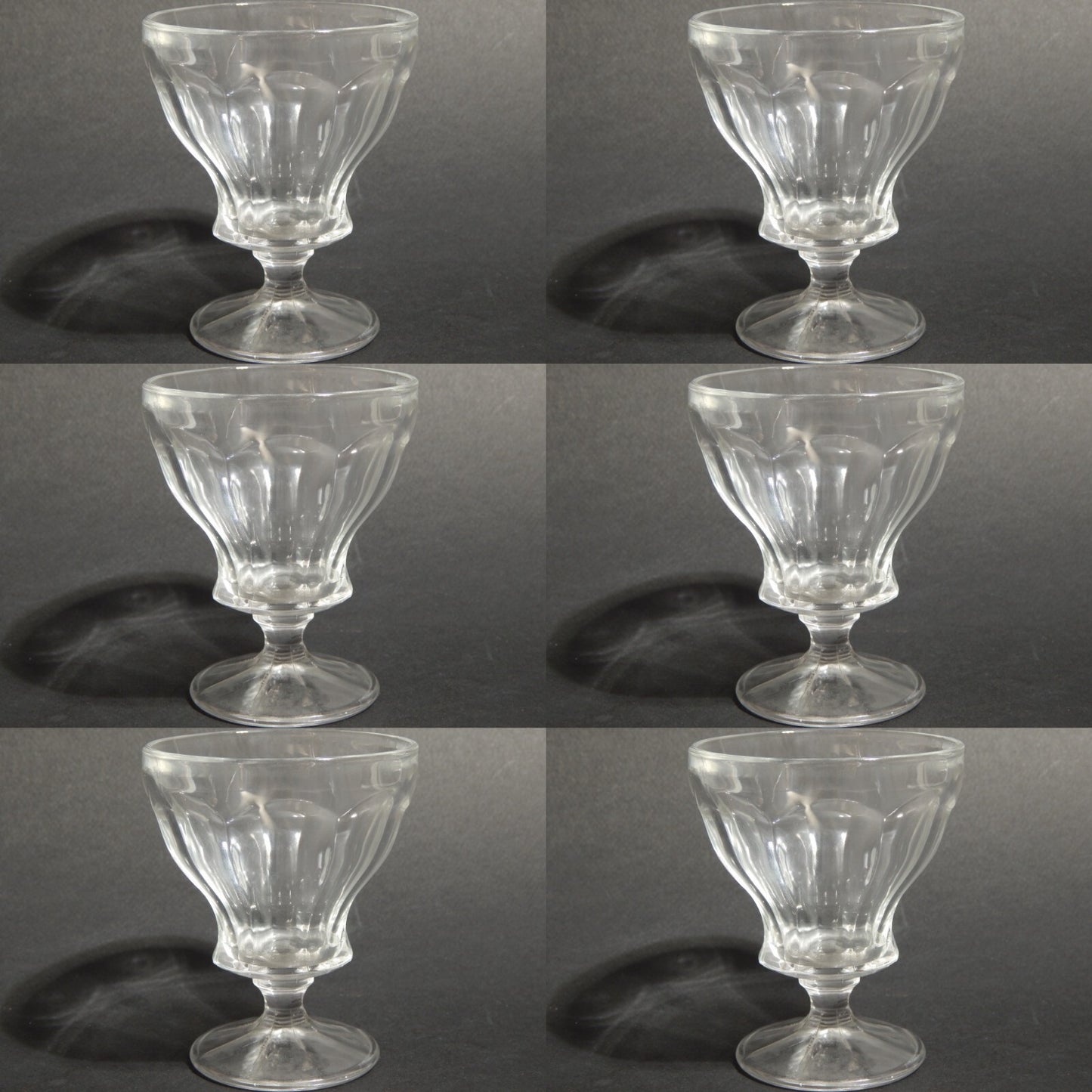 ANTICO ART DECO SET 6 BICCHIERI CALICI VETRO MOLATO