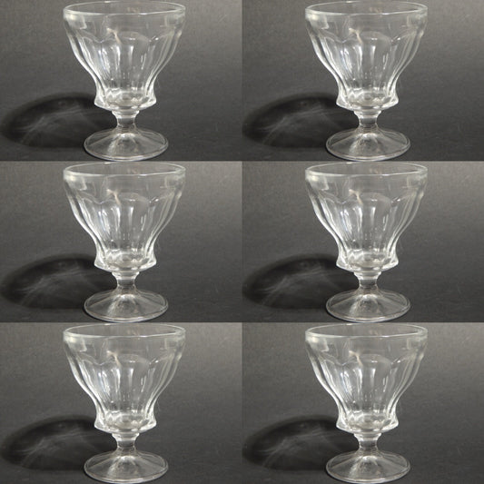 ANTICO ART DECO SET 6 BICCHIERI CALICI VETRO MOLATO