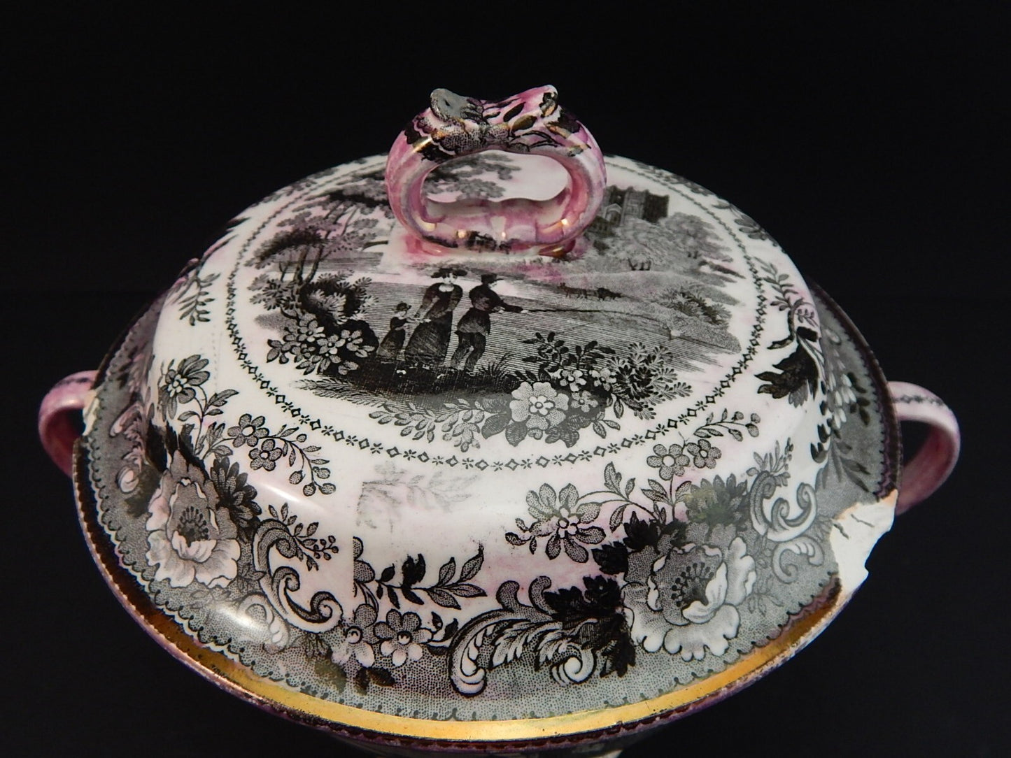 DAVENPORT 1830 DURHAM ANTICA CERAMICA ZUCCHERIERA PORTA DOLCI DANNEGGIATA