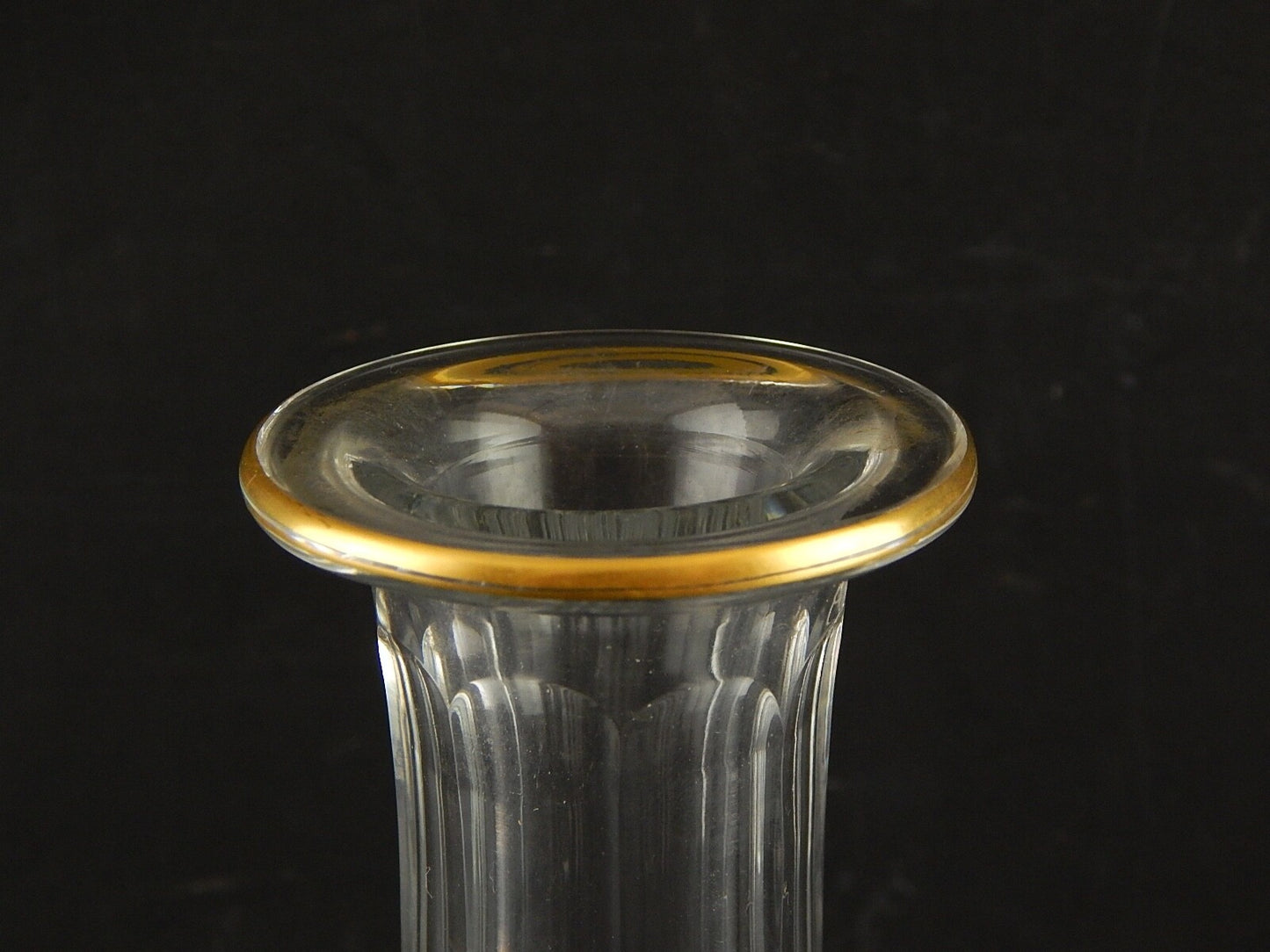 VAL ST LAMBERT FIRMATA ANTICA CARAFFA BOTTIGLIA CRISTALLO MOLATO PROFILO ORO