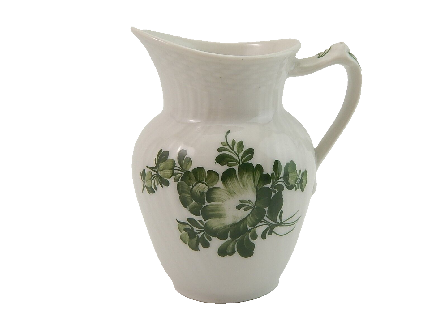 VINTAGE LATTIERA BRICCO ROYAL COPENHAGEN FIORI VERDI GREEN FLOWER CURVED