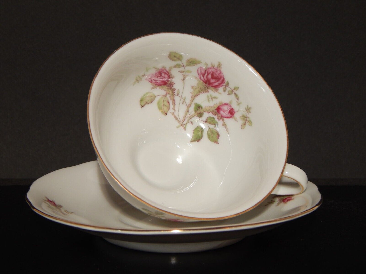 ANTICO TAZZA DA TÈ PORCELLANA BAVARIA OSCAR SCHALLER RHEINPFALZ ROSA CANINA