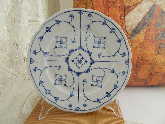 ANTICO RARO PIATTO PIANO PORCELLANA BLUE FLUTED WINTERLING BAVARIA DIFETTO #