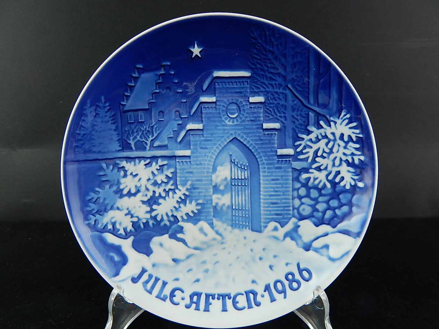 ROYAL COPENHAGEN BING&GRONDAHL PIATTO DI NATALE 1986 PORCELLANA BLU DIFETTO