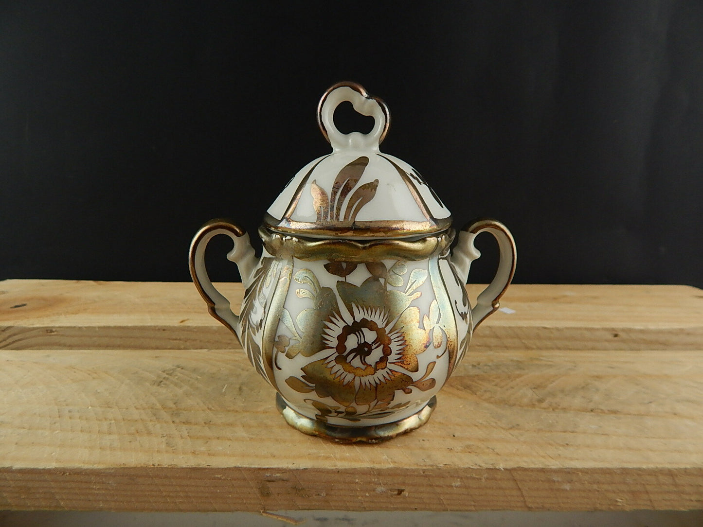 ANTICA ZUCCHERIERA POTICHE PORCELLANA BAVARIA ART NOUVEAU DIPINTA ARGENTO 925