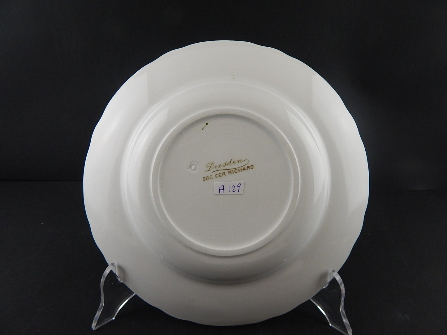 ANTICO 1800 RARISSIMO PIATTO FONDO CERAMICA RICHARD MILANO DECORO DRESDEN A129