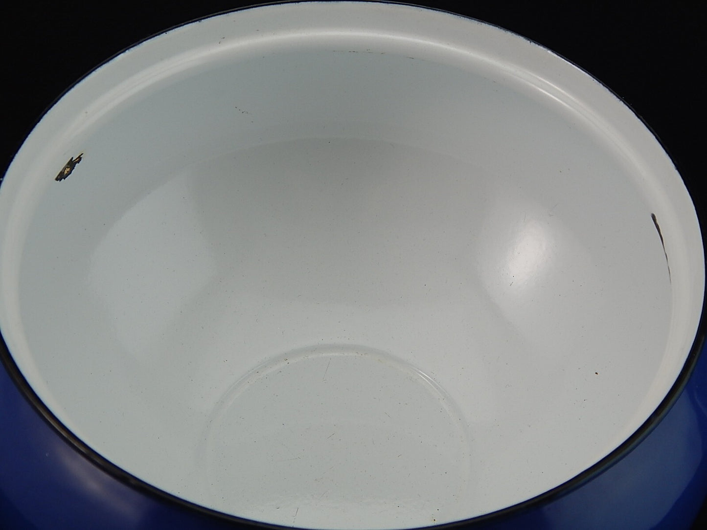 ANTICA RARA ZUPPIERA LATTA SMALTATA PORCELLANATA BLU COBALTO