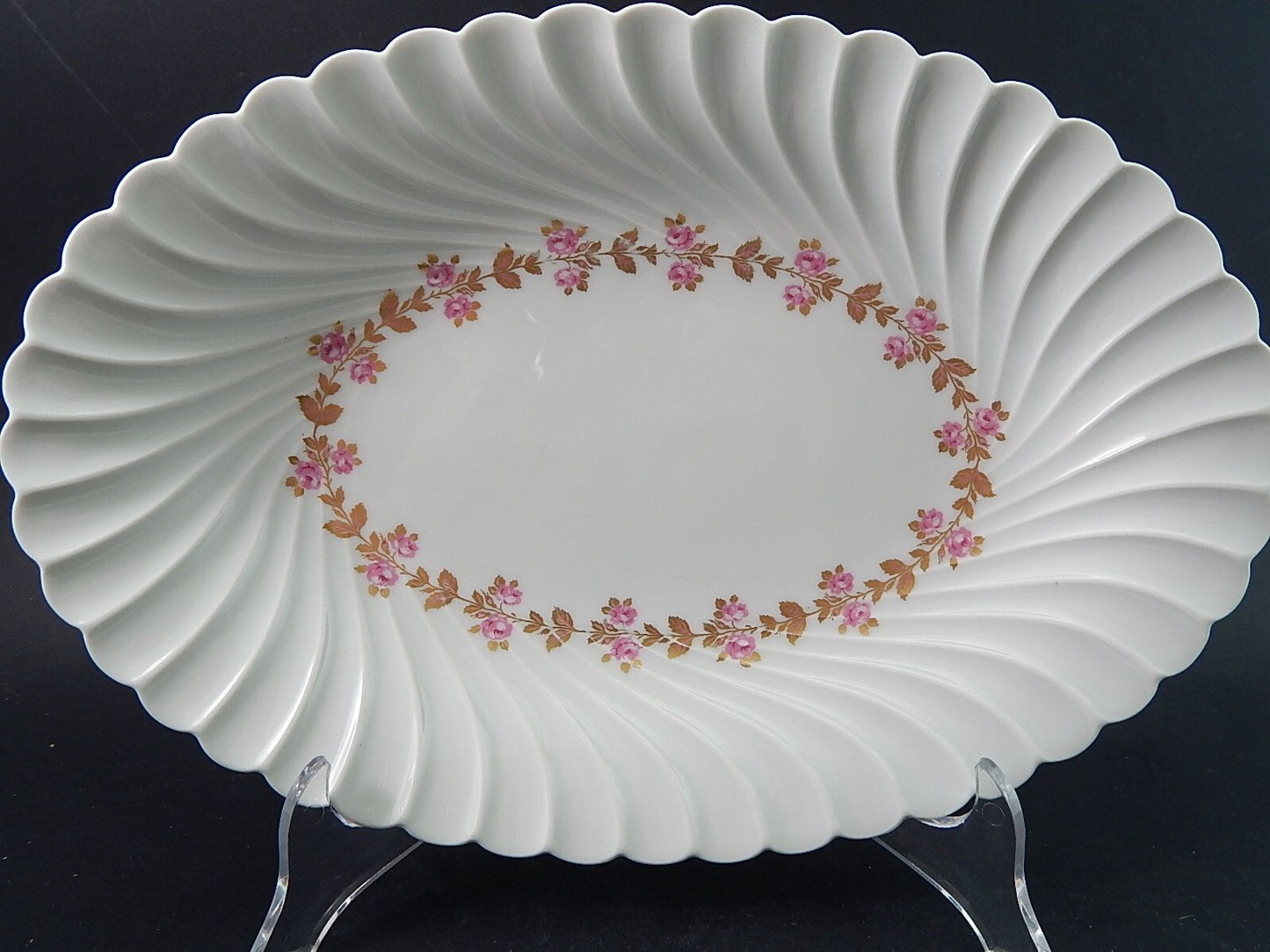 VINTAGE ELEGANTE VASSOIO OVALE PORCELLANA BIANCA FIORELLINI LIMOGES HAVILAND