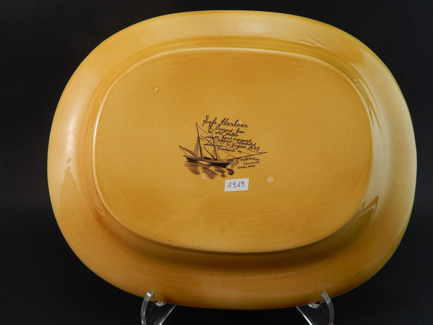 VINTAGE VASSOIO ROYAL STAFFORDSHIRE CERAMICS ENGLAND STAMPA MANO SAFE HARBOUR