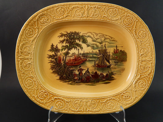 VINTAGE VASSOIO ROYAL STAFFORDSHIRE CERAMICS ENGLAND STAMPA MANO SAFE HARBOUR