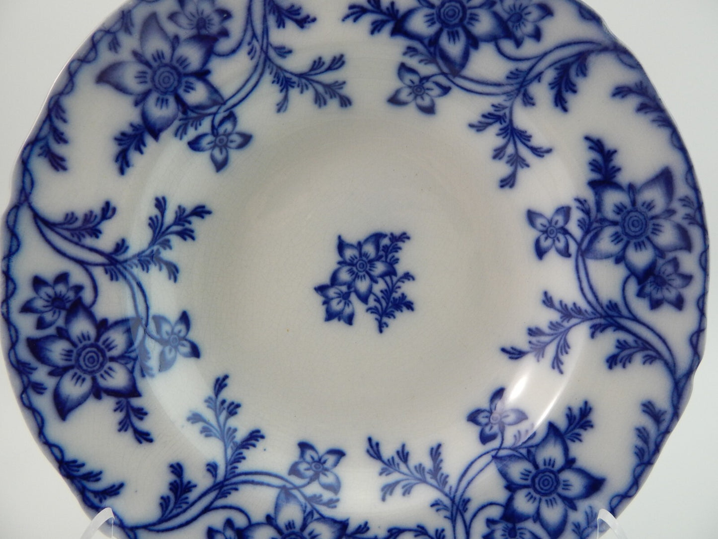 ANTICO RARO PIATTO FONDO PORCELLANA MINTON 1830 STAFFORDSHIRE DISEGNO ANEMONE