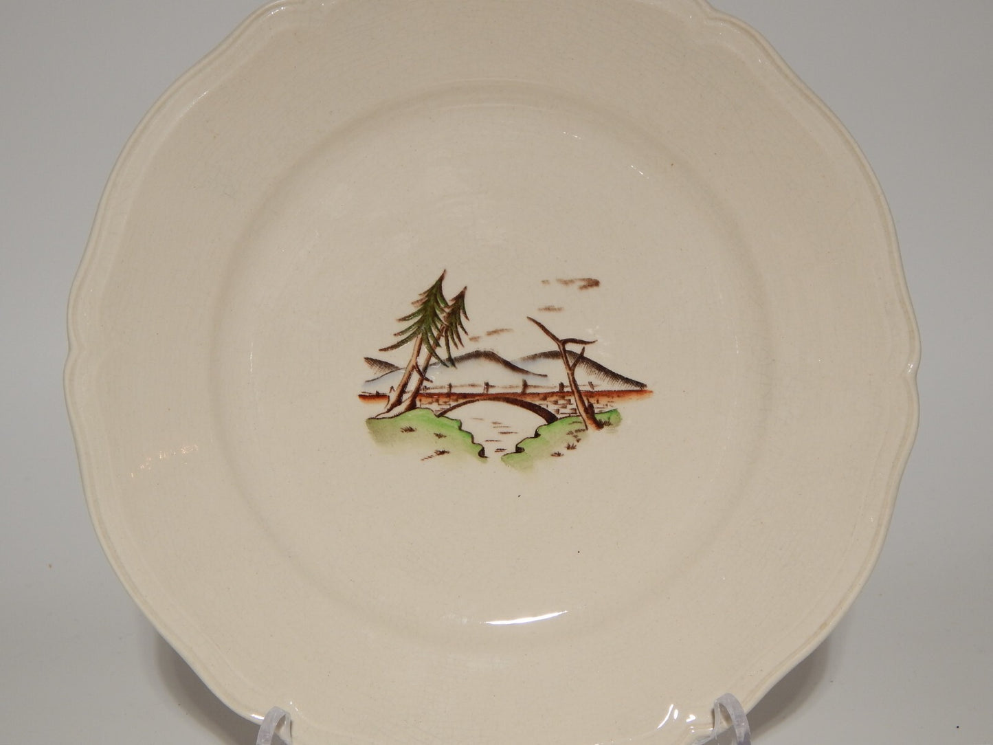 ANTICO PIATTO PI ANO CERAMICA S.C.I. LAVENO ANDLOVIZ PAESAGGIO DIPINTO A MANO ##