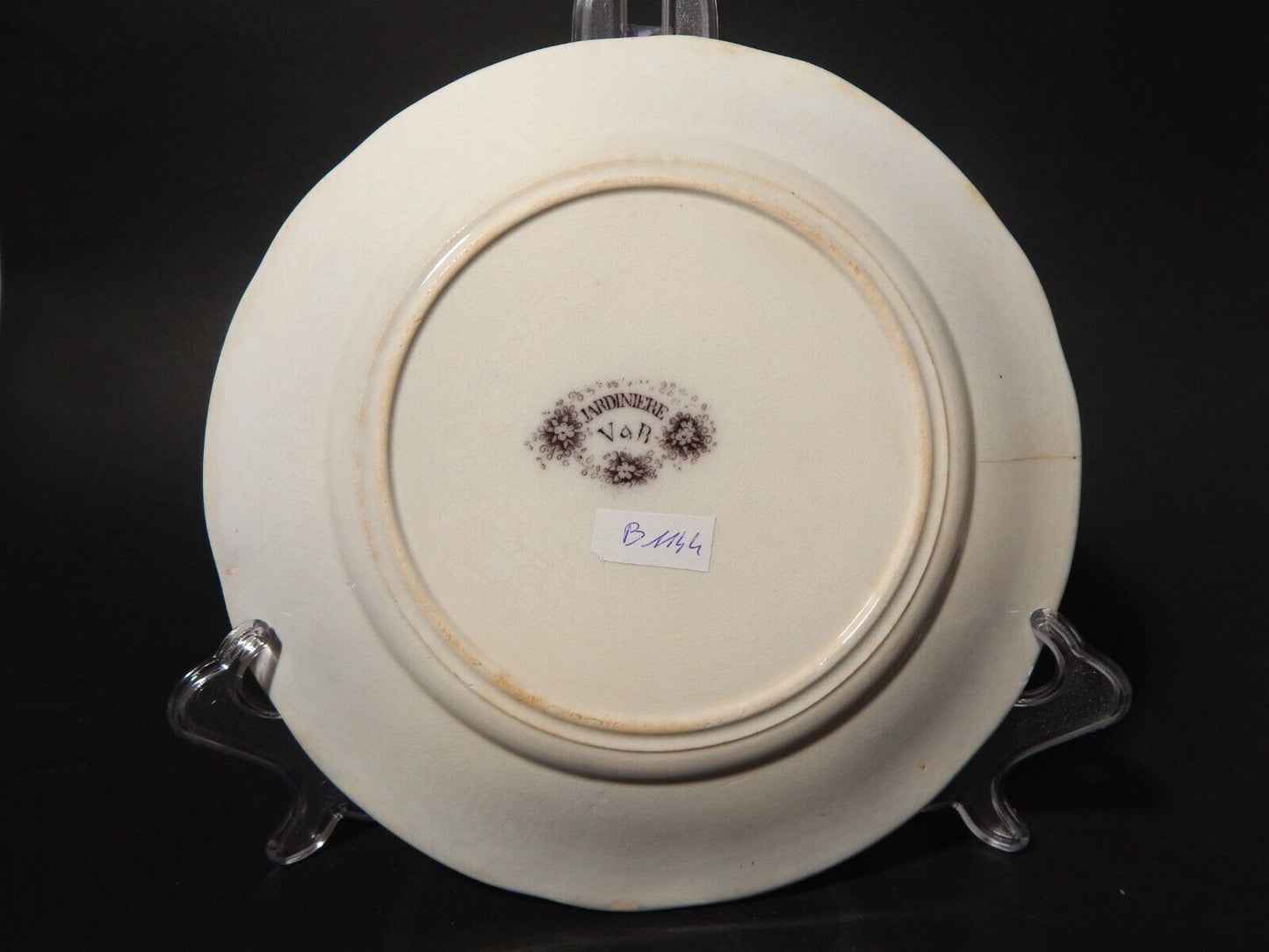 ANTICO PIATTO CERAMICA DISEGNO JARDINIERE VILLEROY & BOCH FINE '800 difetto 1144