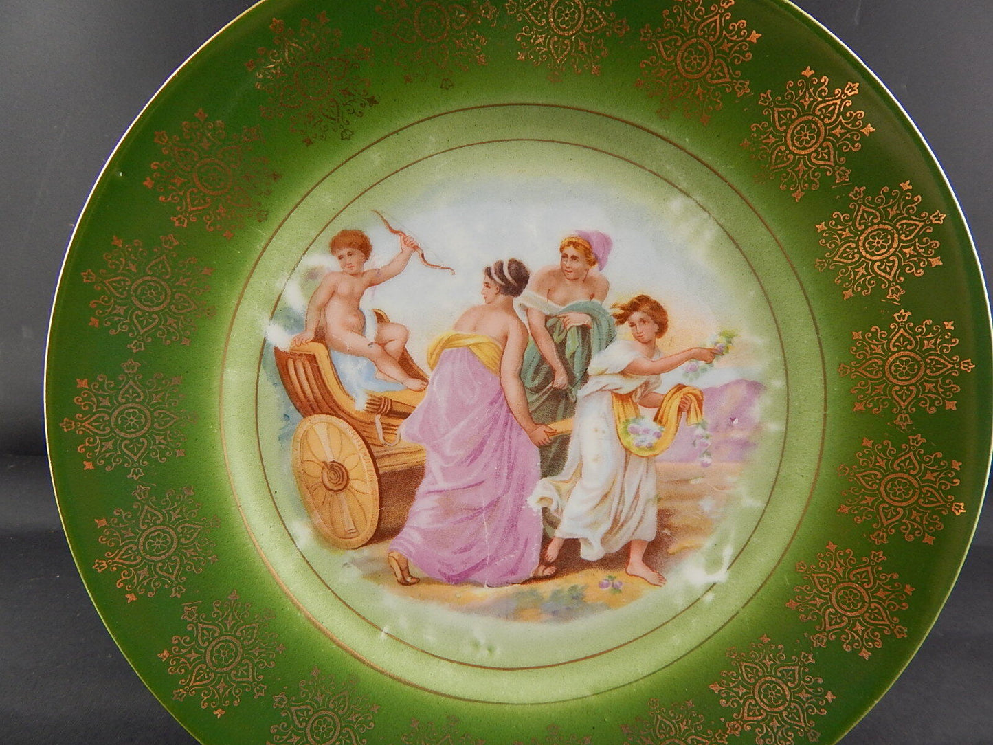 ANTICO ELEGANTE PIATTO PORCELLANA IMPERO VIENNA COLLEZIONE SCENA MITOLOGICA