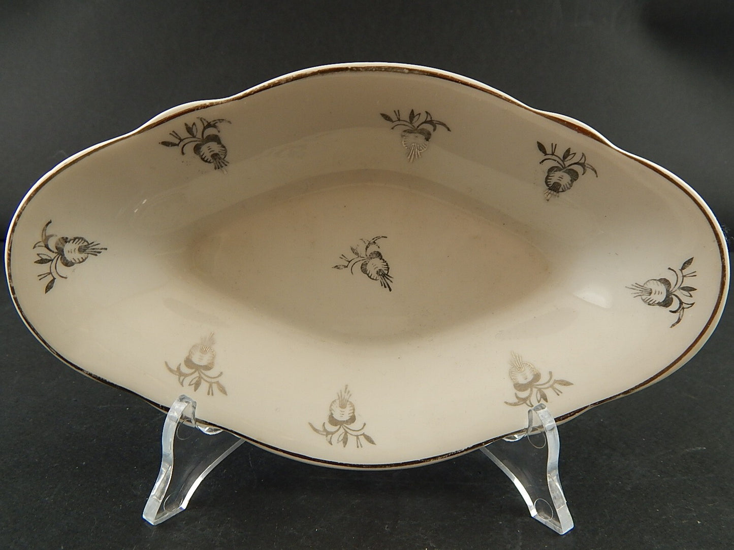 ANTICO ART DECO VASSOIO PORCELLANA DECORO ARGENTO VERBANO LAVENO 1935 ANDLOVITZ