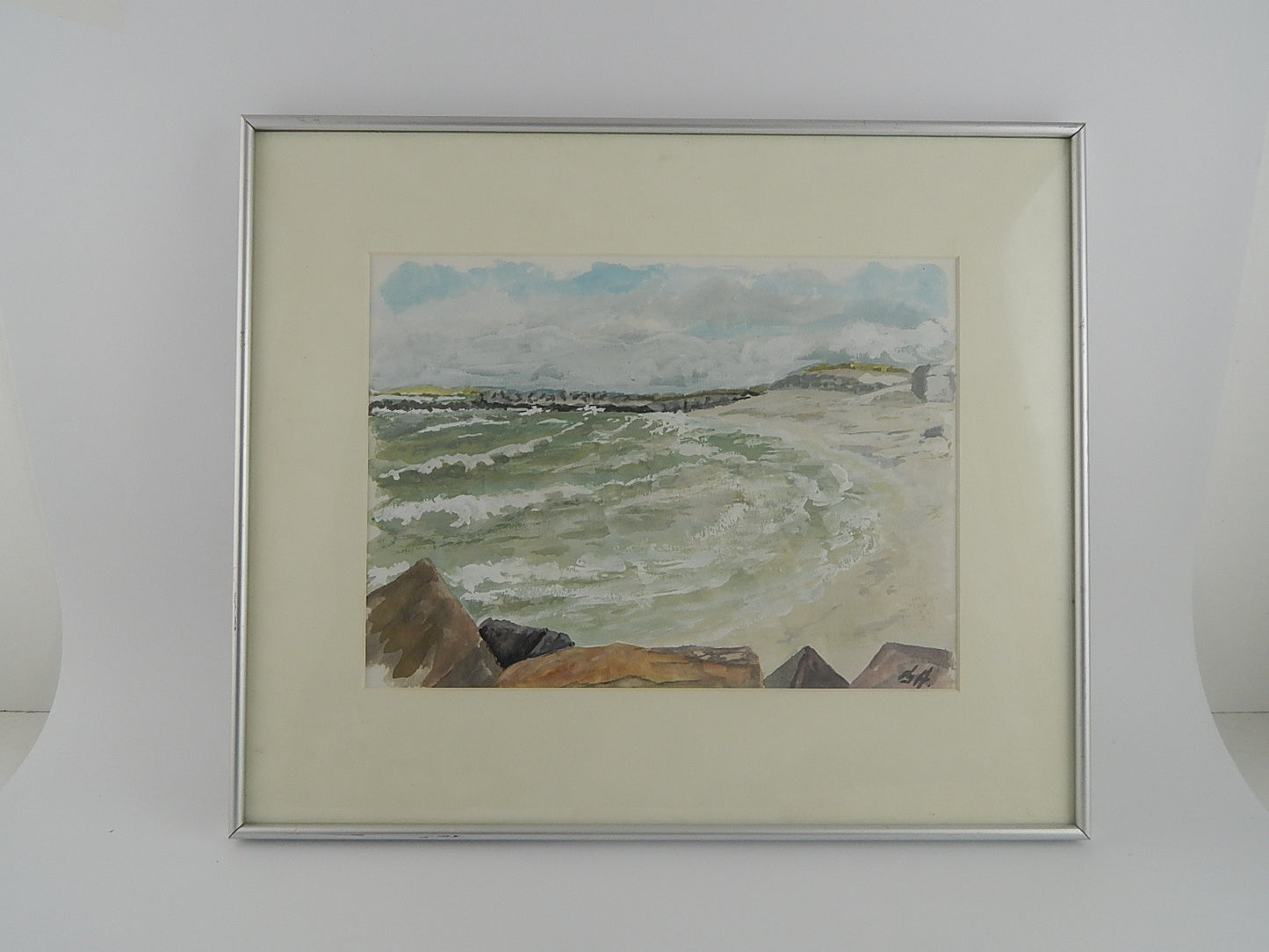 VINTAGE ACQUERELLO FIRMATO RAFFIGURANTE UNA MARINA PROVIENE DALLA SCANDINAVIA