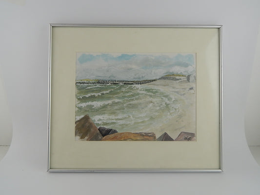 VINTAGE ACQUERELLO FIRMATO RAFFIGURANTE UNA MARINA PROVIENE DALLA SCANDINAVIA