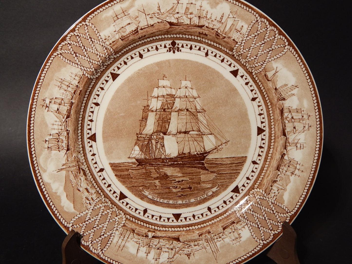 RETRO PIATTO PORCELLANA WEDGWOOD AMERICAN CLIPPER SHIP PLATES WITCH OF THE WAVE
