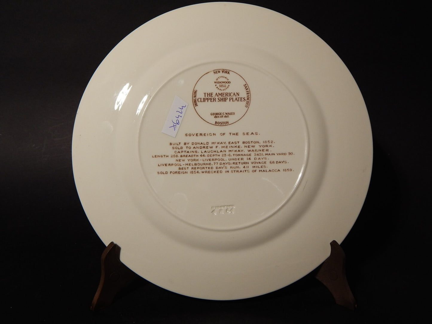 PIATTO PORCELLANA WEDGWOOD AMERICAN CLIPPER SHIP PLATES SOVEREIGN OF THE SEAS