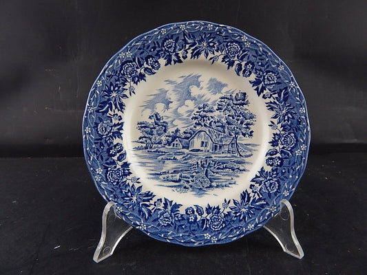 VINTAGE PIATTO SEMI PORCELLANA BIANCO BLU STAFFORSHIRE GRINDLEY COUNTRY STYLE