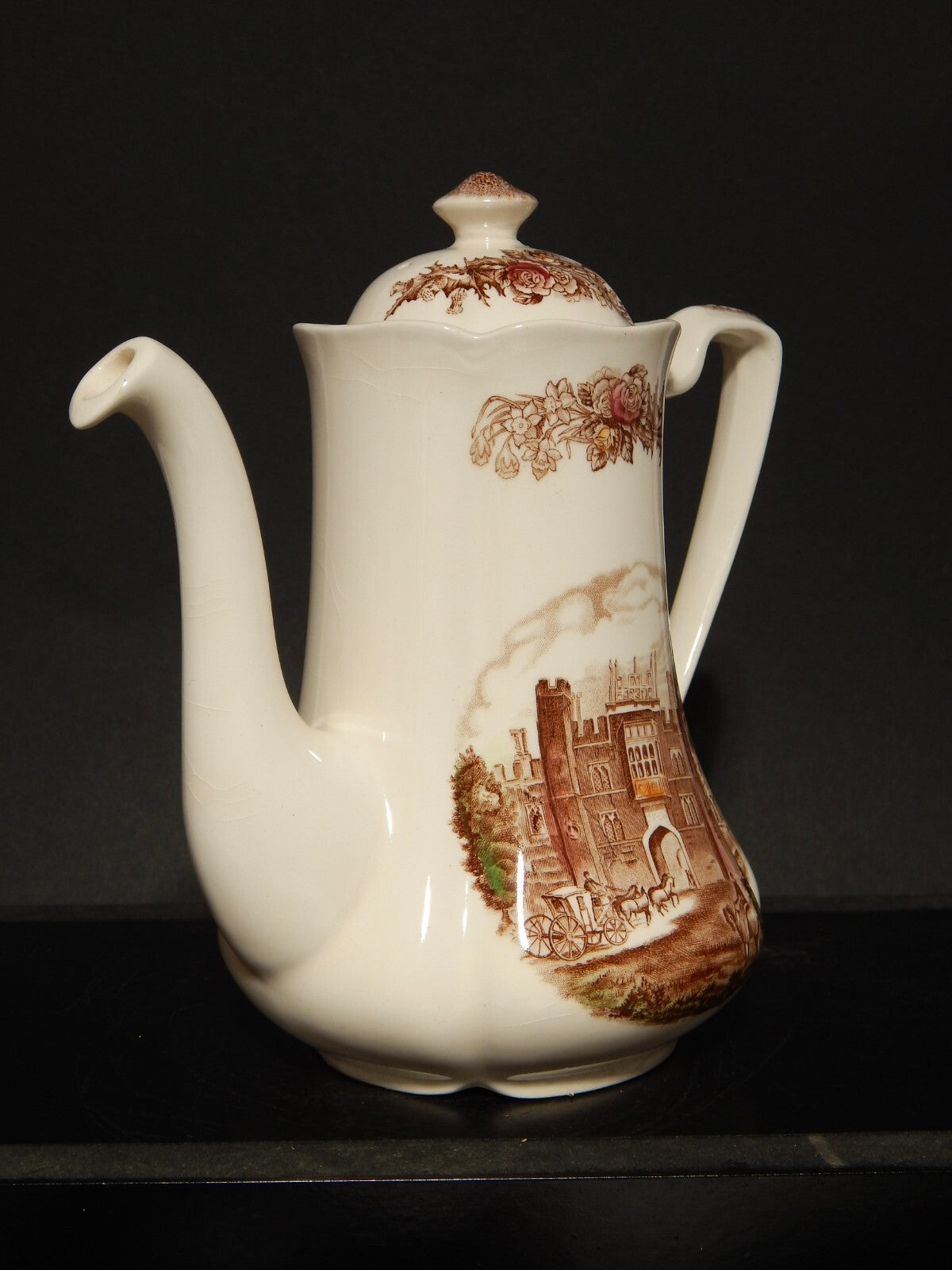 ANTICA CAFFETTIERA PORCELLANA JOHNSON BROS ROYAL HOMES OF BRITAIN HAMPTON COURT