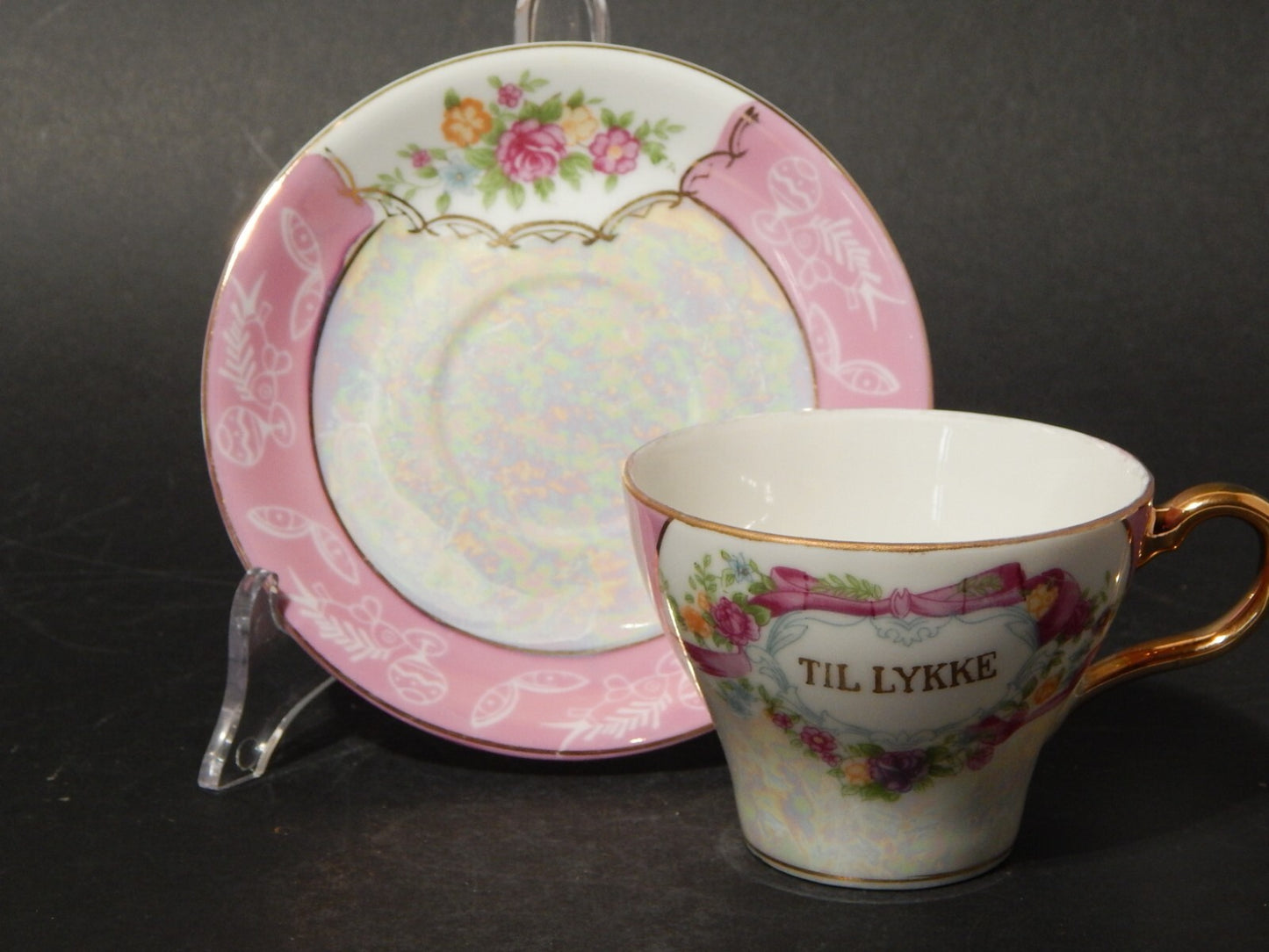 ANTICA TAZZA TE' PORCELLANA A LUSTRO ART NOUVEAU LIBERTY TIL LIKKE