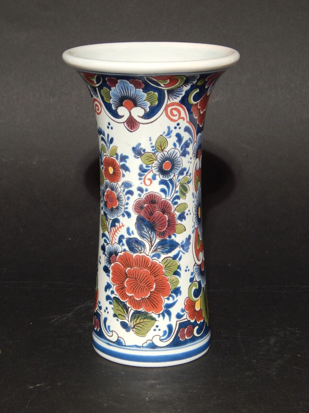 VINTAGE VASO IN CERAMICA POLICROMA COLLEZIONE OUD DELFT DIPINTO A MANO