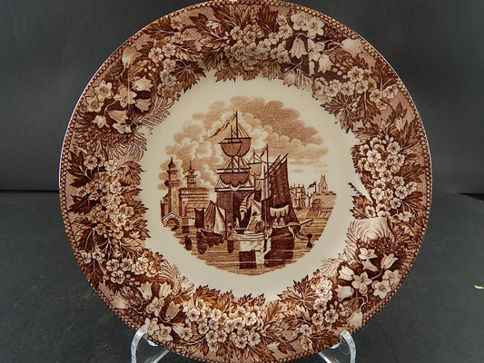 ANTICO PIATTO SEMI PORCELLANA RICHARD MILANO DECORO FERRARA META' 800 #A22