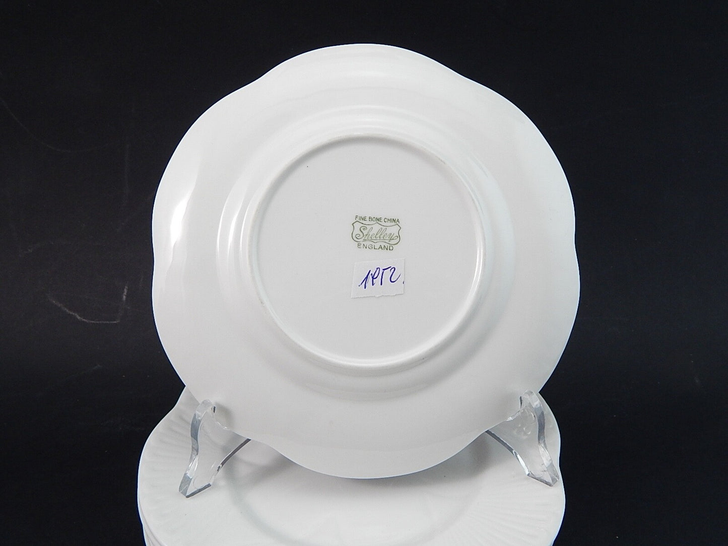 ANTICA PORCELLANA BIANCA SERVIZIO 6 PIATTI DOLCE FINE BONE CHINA SHELLEY ENGLAND