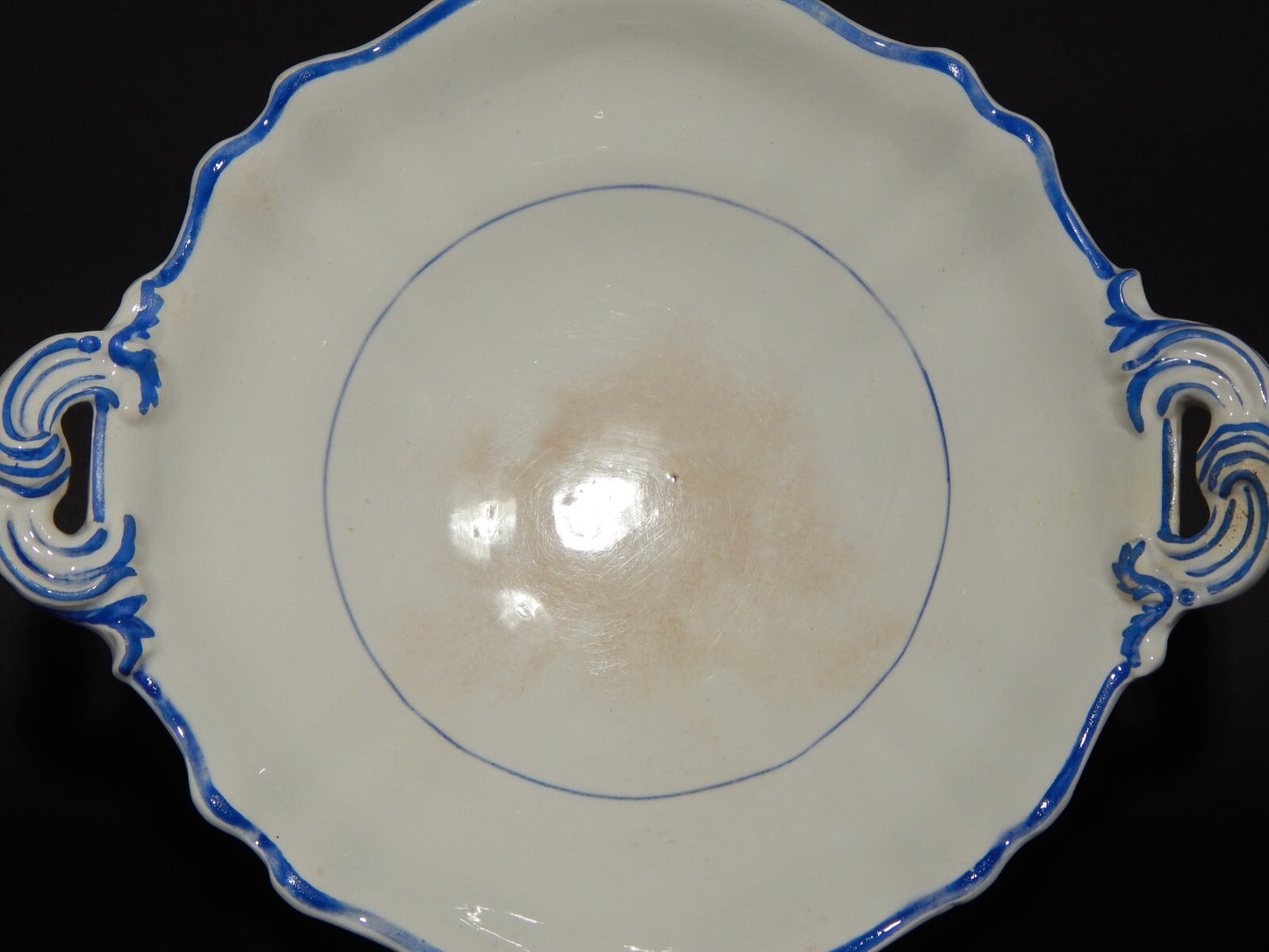 ANTICA ALZATA FRUTTIERA CENTROTAVOLA CERAMICA BIANCA BLU RICHARD MILANO FINE 800