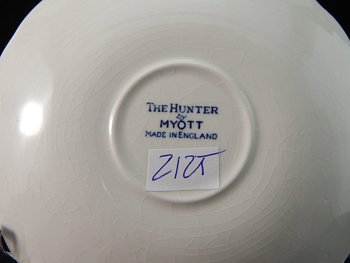 VINTAGE CERAMICA TAZZINA THE HUNTER MYOTT POTTERY ENGLAND IL CACCIATORE #2125