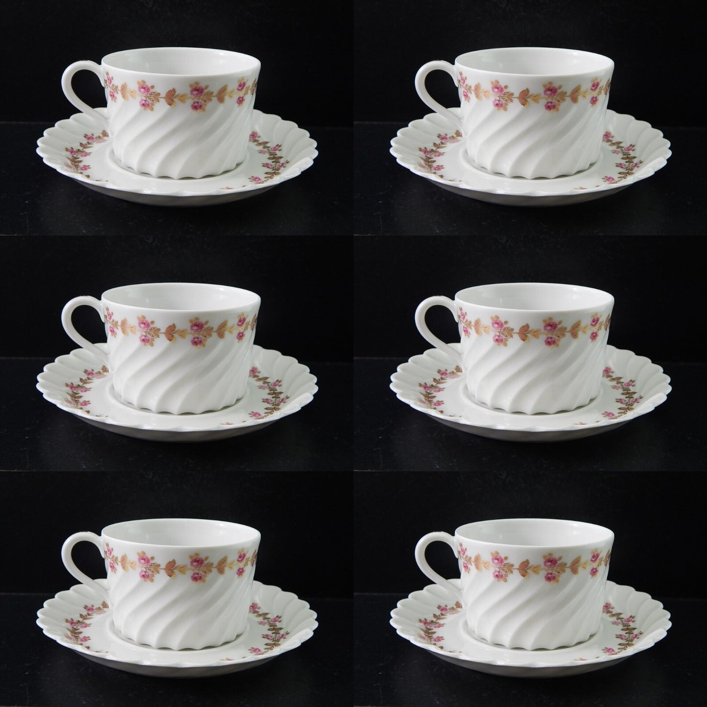 VINTAGE PREZIOSO SERVIZIO 6 TAZZE DA TE' PORCELLANA HAVILAND LIMOGES