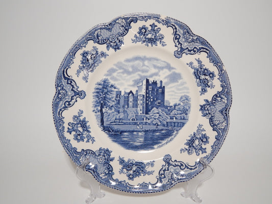 VINTAGE JOHNSON BROS OLD BRITAIN CASTLE BLU PIATTO PIANO PORCELLANA DIFETTO 1905