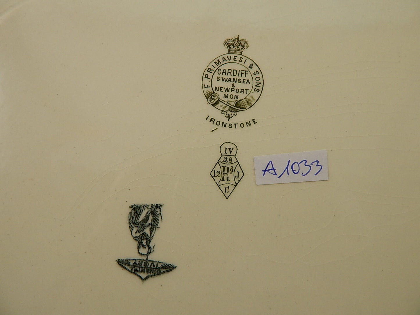 ANTICO 1880 VASSOIO SEMI PORCELLANA INGLESE BISHOP POWELL & STONIER