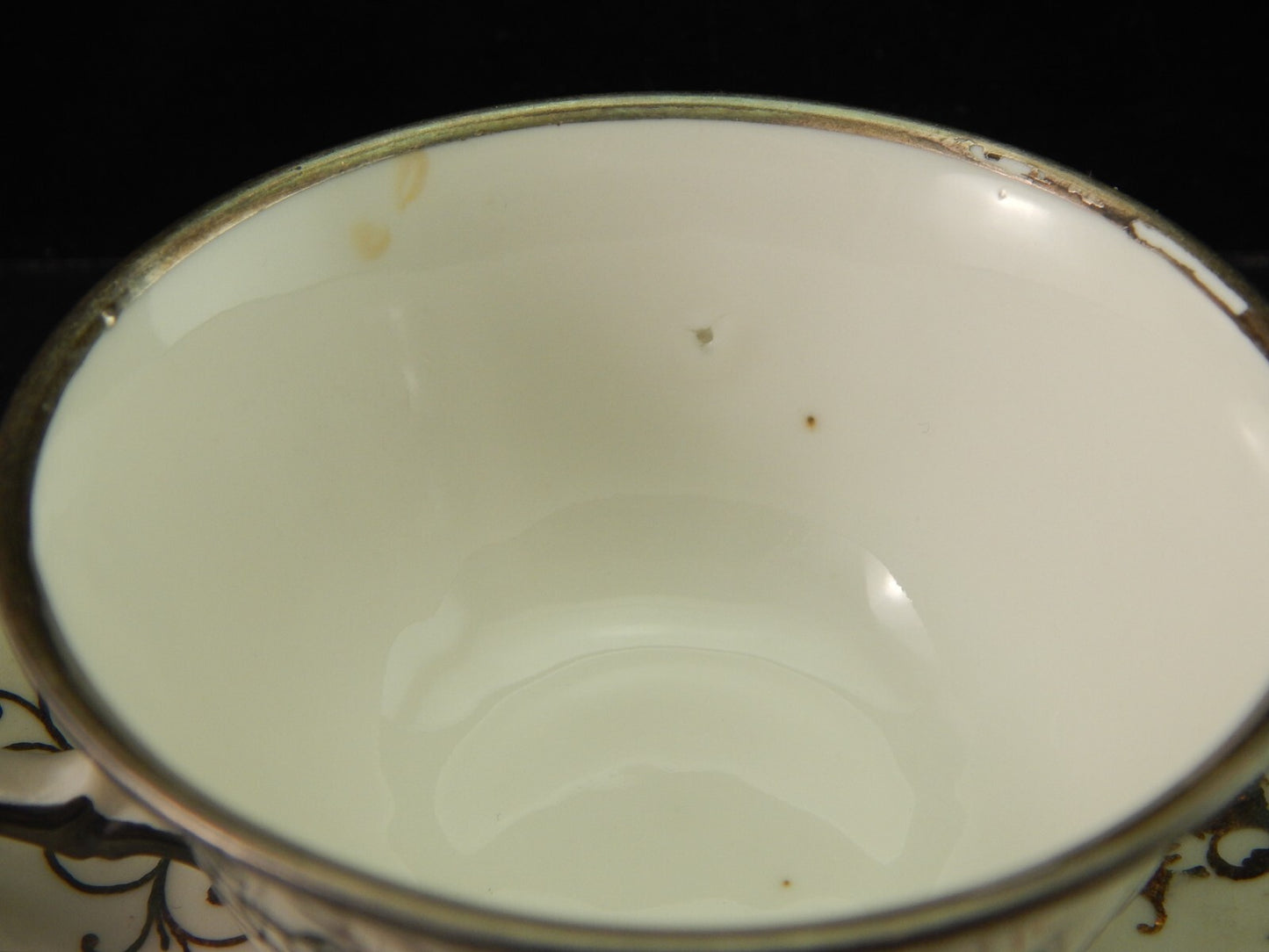 ANTICA TAZZINA CAFFE' PORCELLANA VERBANO LAVENO ART DECO DECORO ARGENTO