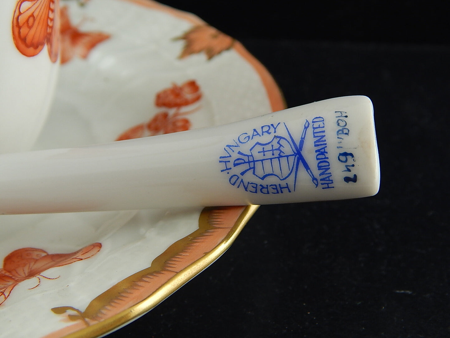 PORCELLANA HEREND INTROVABILE PORTA MARMELLATA DIPINTA A MANO FARFALLE FORTUNA