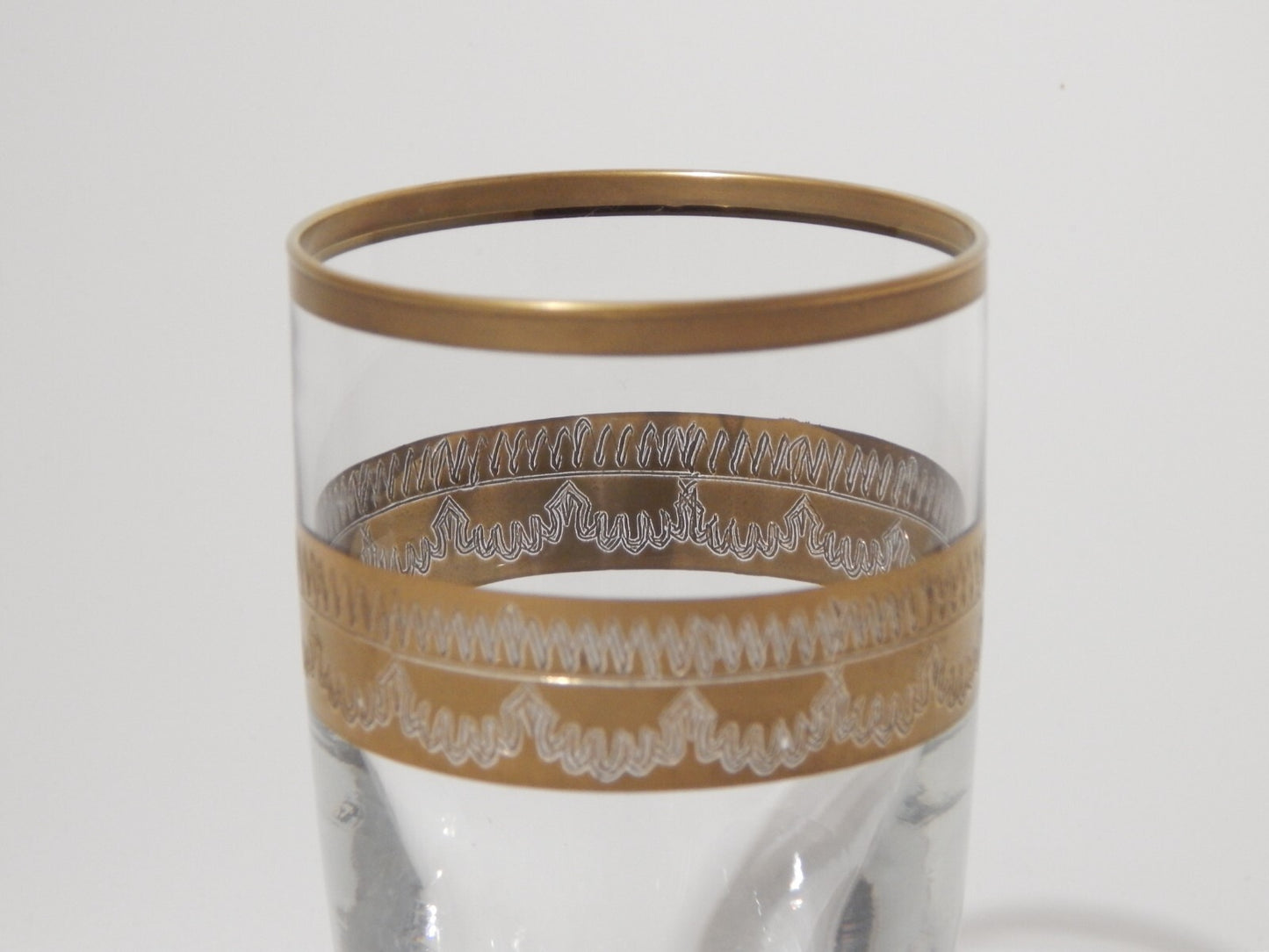 PREZIOSO STILE IMPERO CALICE VETRO SOFFIATO MURANO VENEZIANO DECORO ORO CM 20